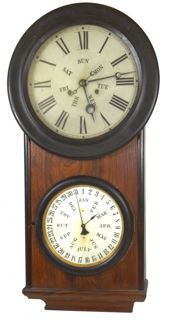Wall clock, Perpetual Calendar, double-dial in Rosewood (1 of 1)