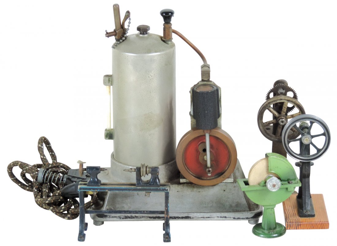 Steam toys (5), possibly Marklin Punch Press, Exc cond, (1 of 1)