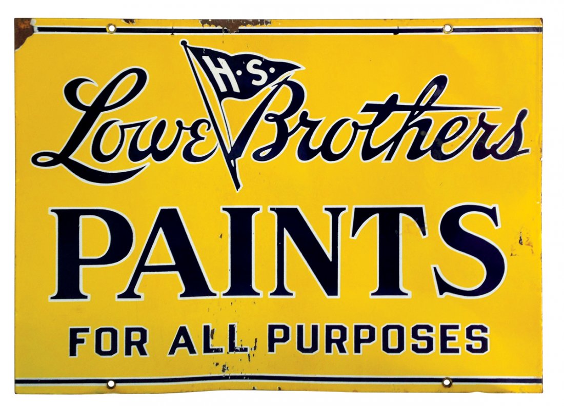 Paint sign, Lowe Brothers Paints, 2-sided porcelain (1 of 2)