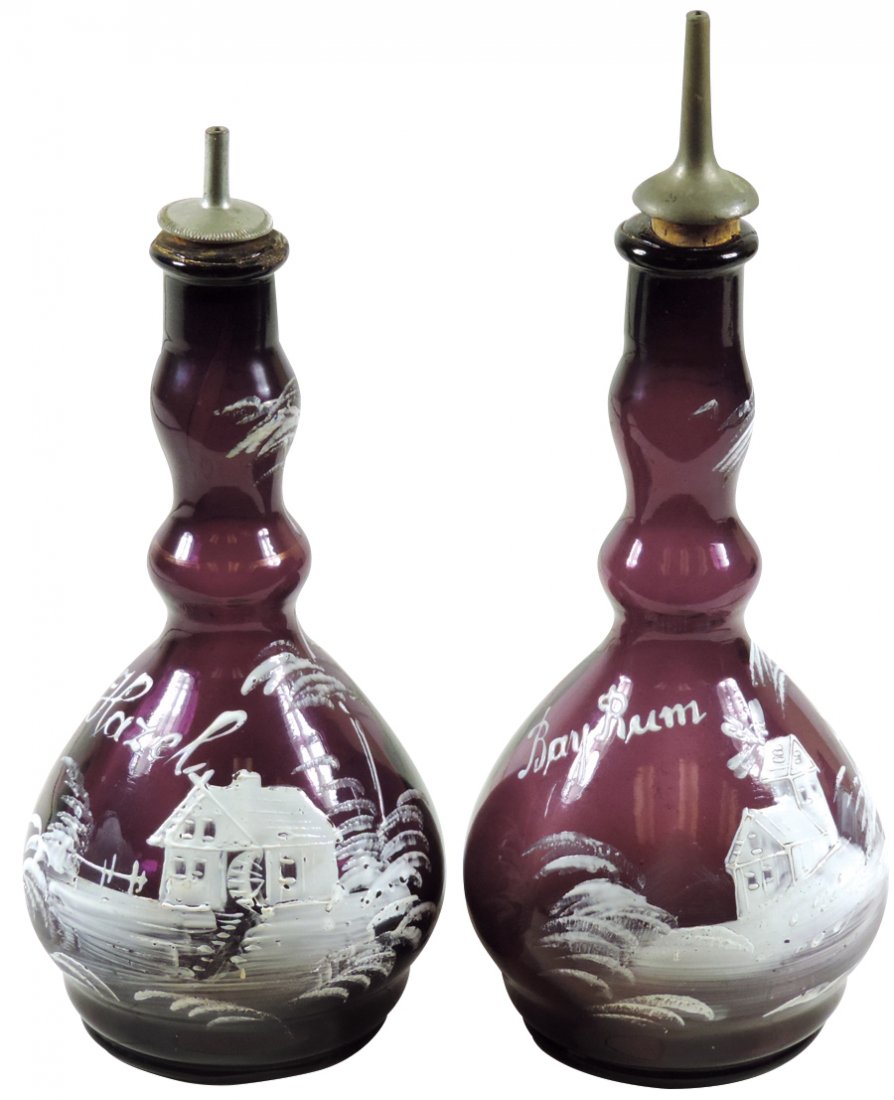 Barber bottles (2), hand-blown amethyst Witch Hazel & (1 of 1)