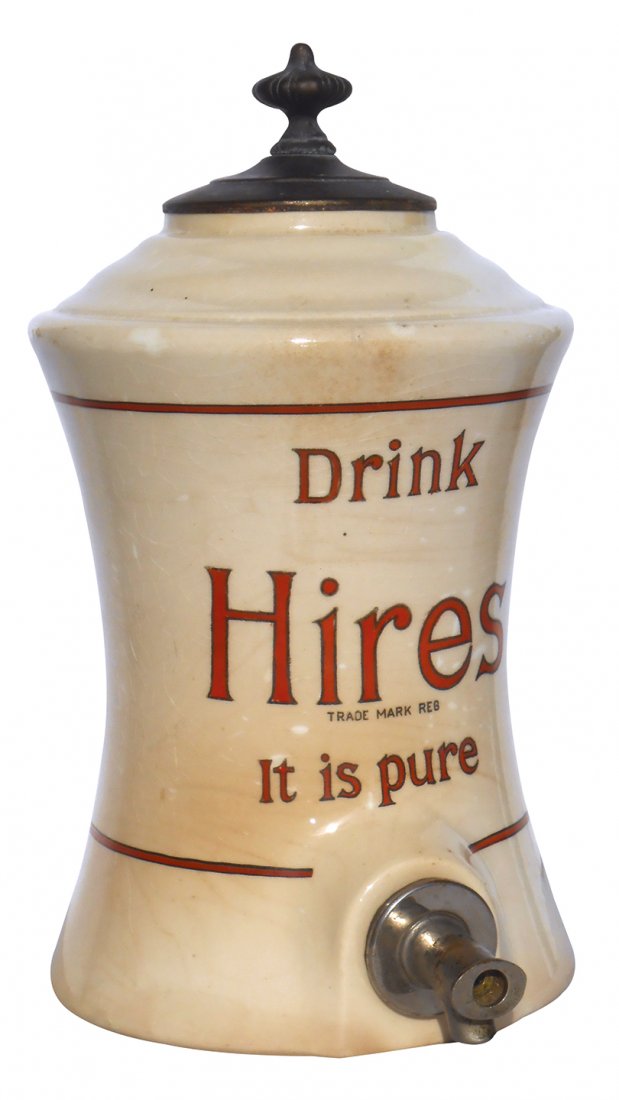 Soda fountain syrup dispenser, Hires, ceramic w/metal (1 of 1)