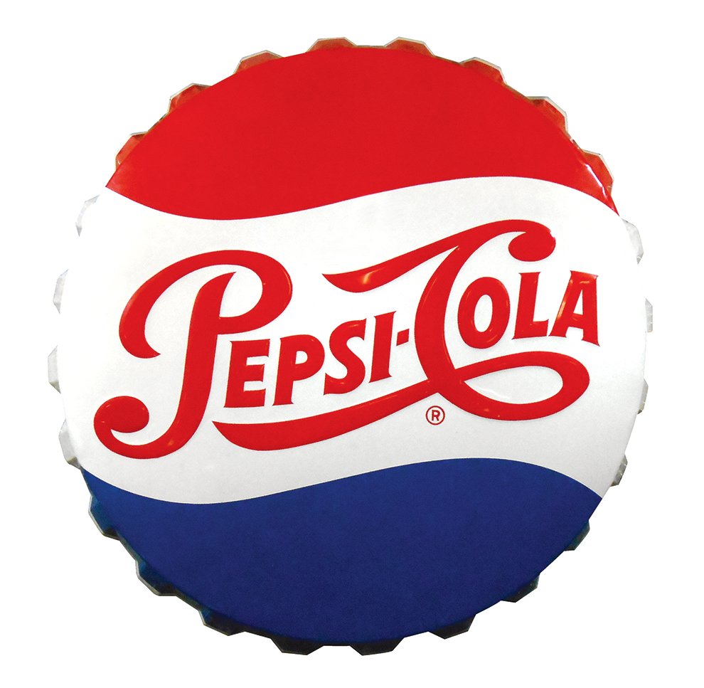 Pepsi-Cola sign, embossed diecut metal bottle cap (1 of 1)