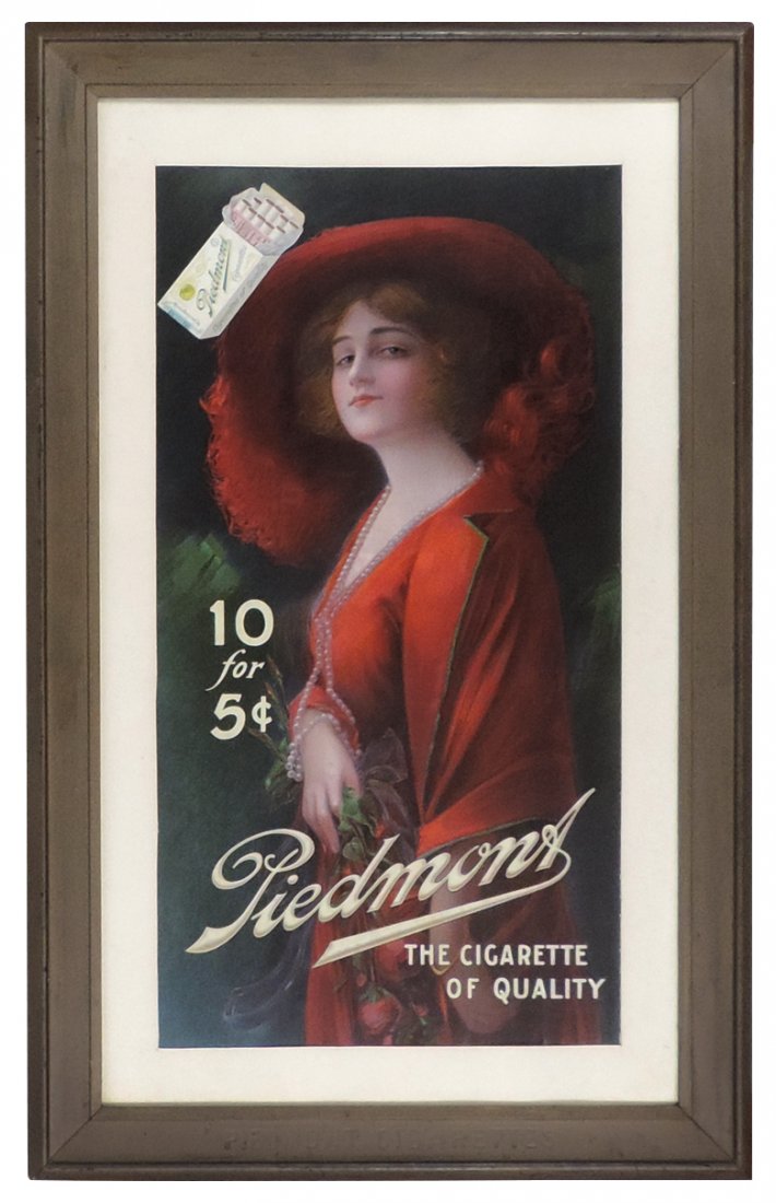 Tobacco sign, Piedmont Cigarette litho on paper, (1 of 1)