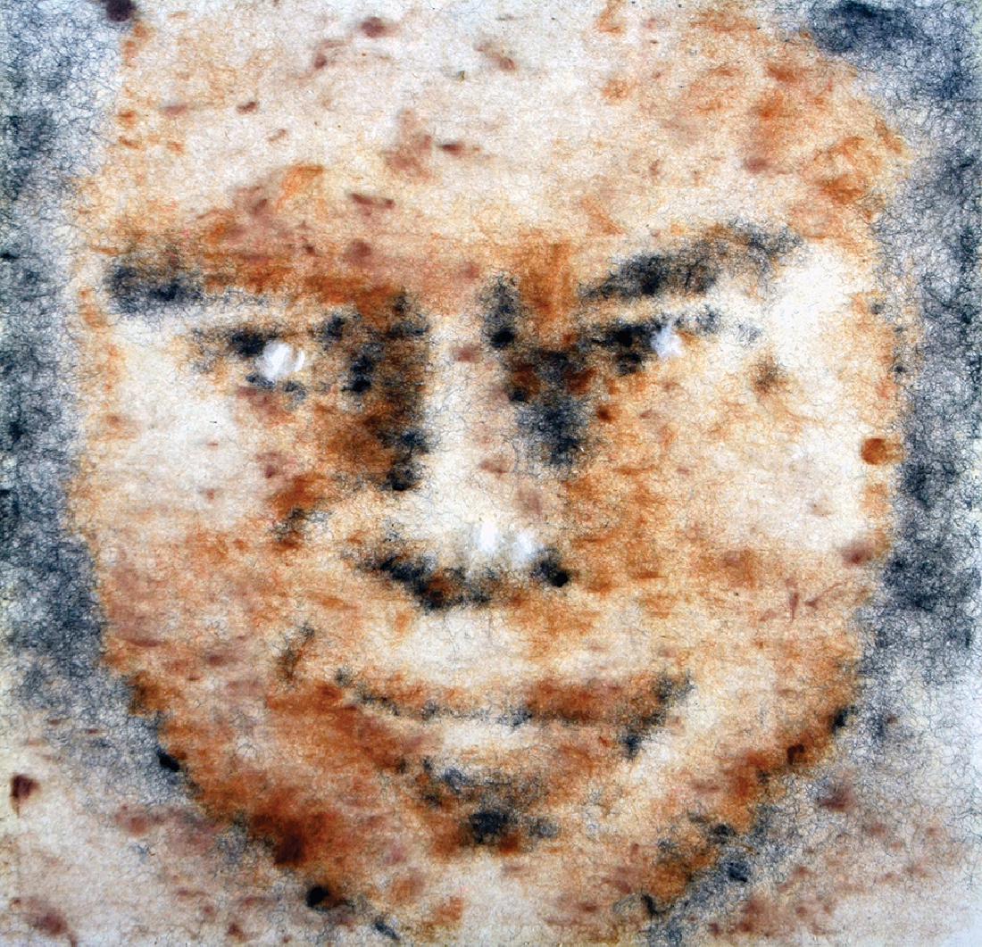 Gal Weinstein b. 1970: Figure, Steel wool on paper, 35X35 cm.