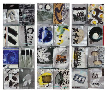 Zigi ben Haim b. 1945: Triptych: Summer Time, 2003, Mixed Media on aluminum plates, 84X91 cm. Signed, titled and dated.