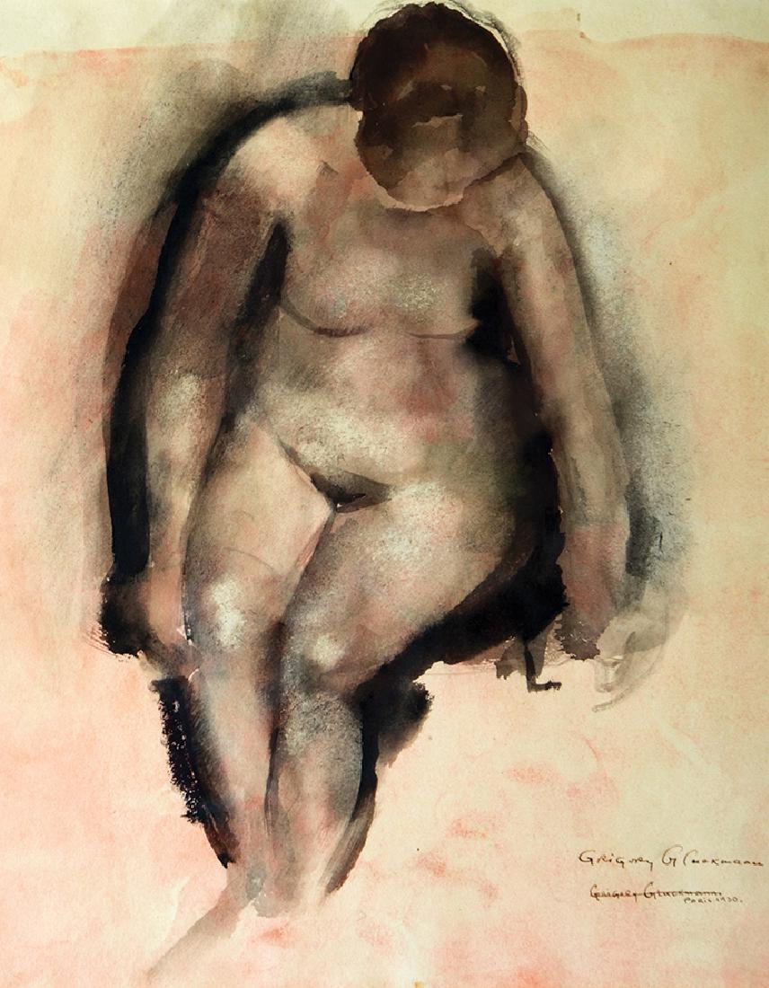 Grigory Gluckmann 1898 - 1973: Naked, 1930, Watercolor on paper, 32X25 cm, Signed, dated and described Paris.