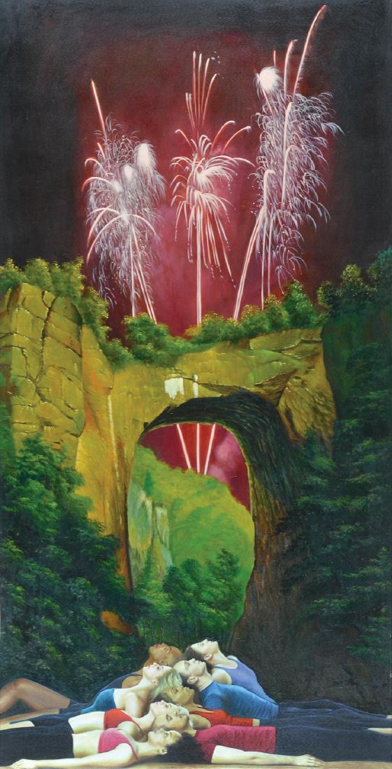 Shay Kun b. 1974: Meditation, 2008, Oil on canvas, 200X100 cm. Signed and dated on the reverse.