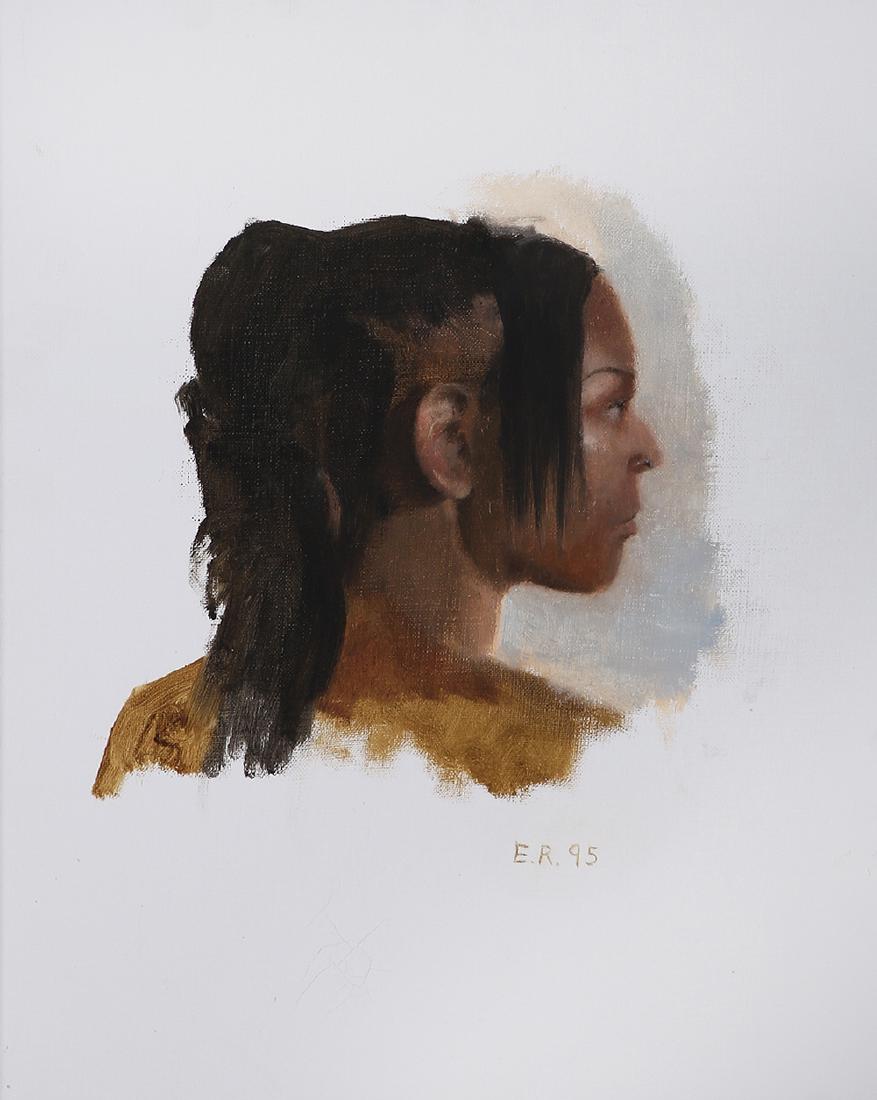 Eran Reshef b. 1964: Head, 1995, Oil on canvas, 48X38 cm. Signed and dated. Provenance: Rutie Ofer Collection.