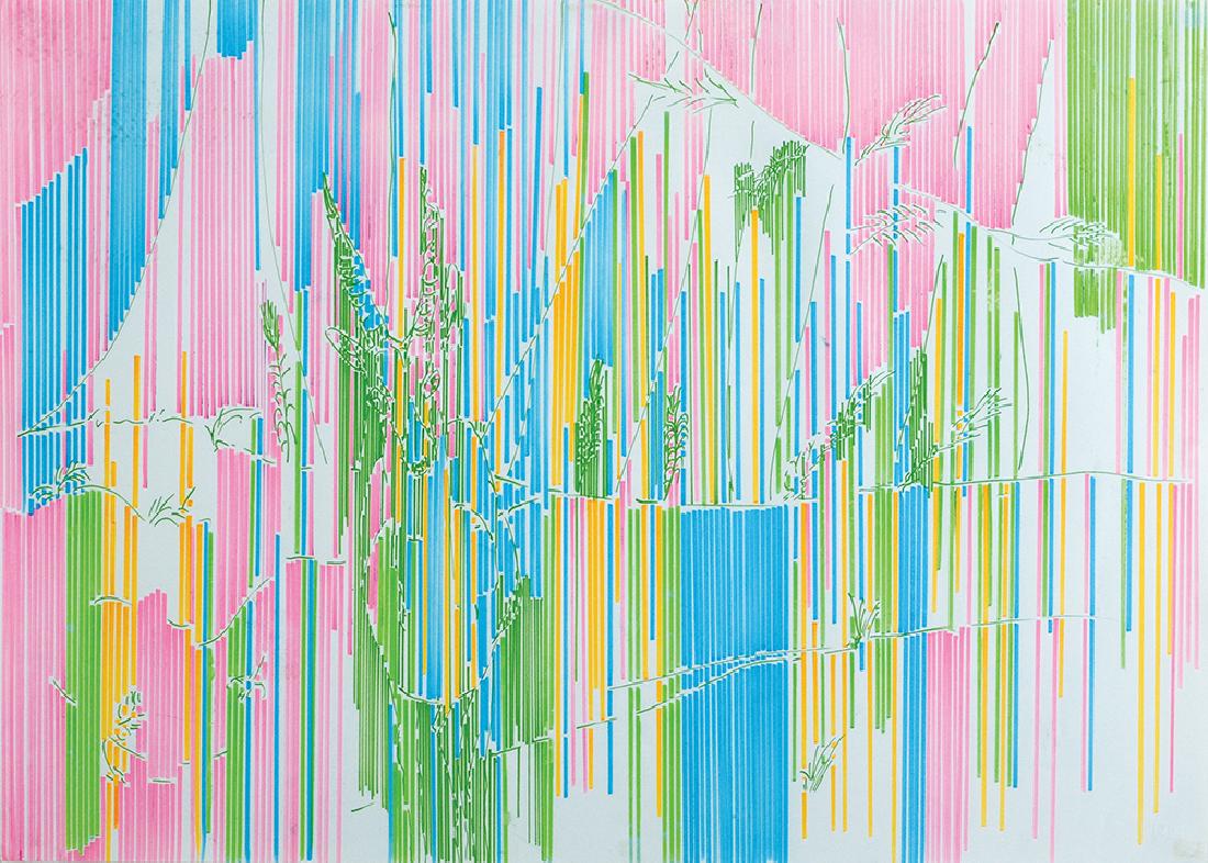 Yehudit Sasportas b. 1969: Digital Nature, 2000, Marker on paper, 70X100 cm. Signed, titled and dated on the reverse.