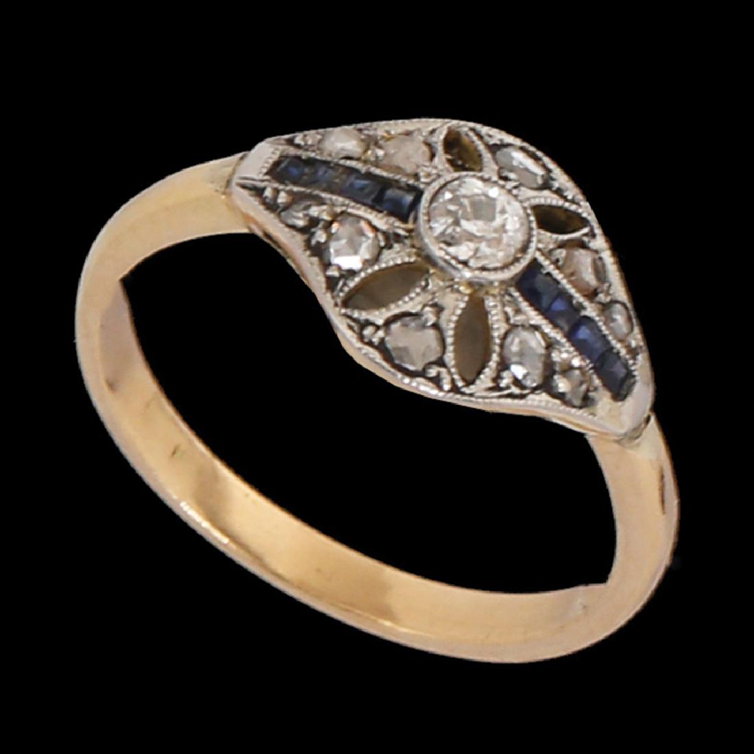 AN 18K WHITE AND YELLOW GOLD ART-DECO RING (1 of 1)