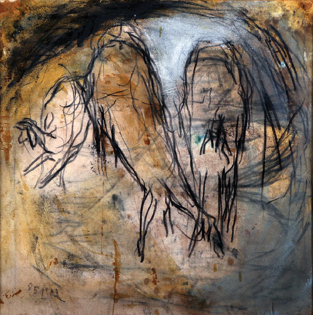 Eran Shakine b. 1962: From the goat series, 1985, Oil on canvas, 73X73 cm. Signed and dated.