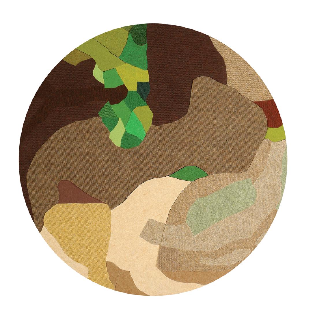 Gal Weinstein b. 1970: Jezreel Valley, 2012, Carpet on MDF, diameter: 116 cm. Signed and dated on the reverse.