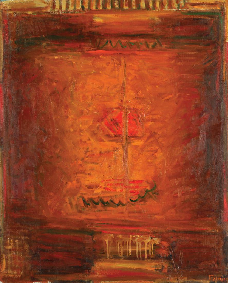Pinchas Abramovich 1909 - 1986: Untitled, 1967, oil on canvas, 100x81 cm, signed and dated. Provenance: Gaby and Ami Brown Collection Literature and Exhibition: Selected Israeli works of art from the Gaby and Ami Collection, Mishkan