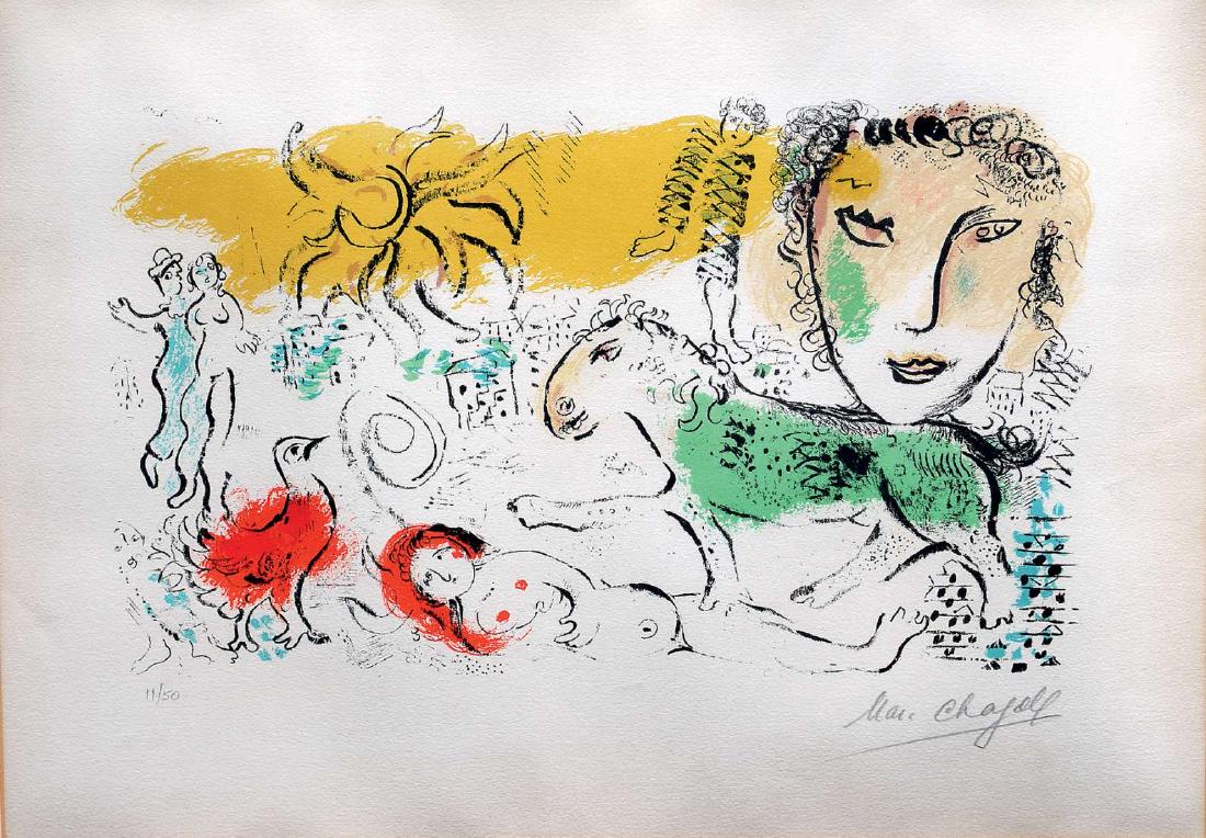 Marc Chagall 1887 - 1985: Monumental, 1973, Lithograph, 46X62 cm. Signed and numbered 11/50. Provenance: Estate of Ms. Raya Jaglom.