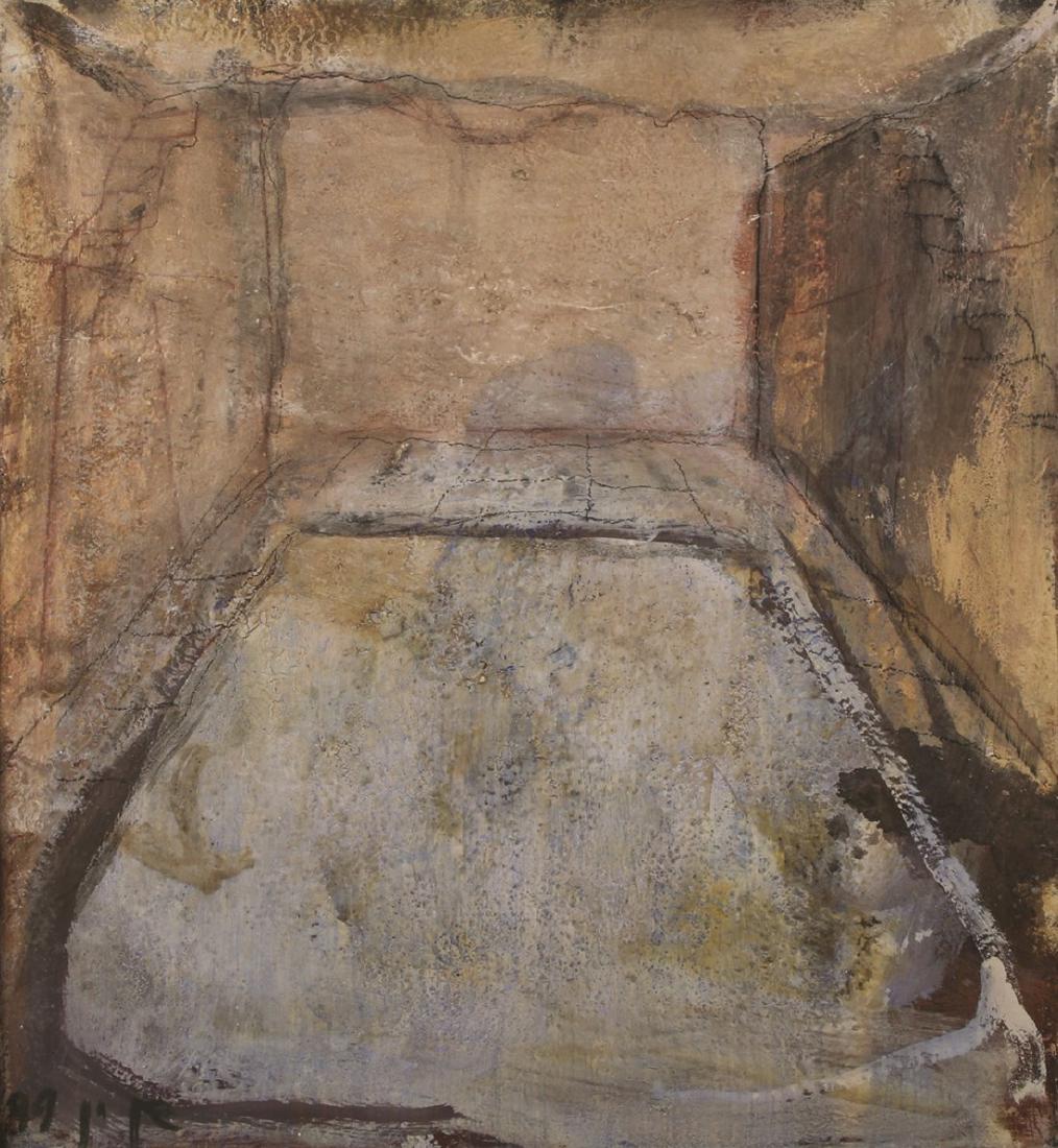 Eran Shakine b. 1962: Pool, 1999, oil on canvas, 100x90 cm, signed and dated.