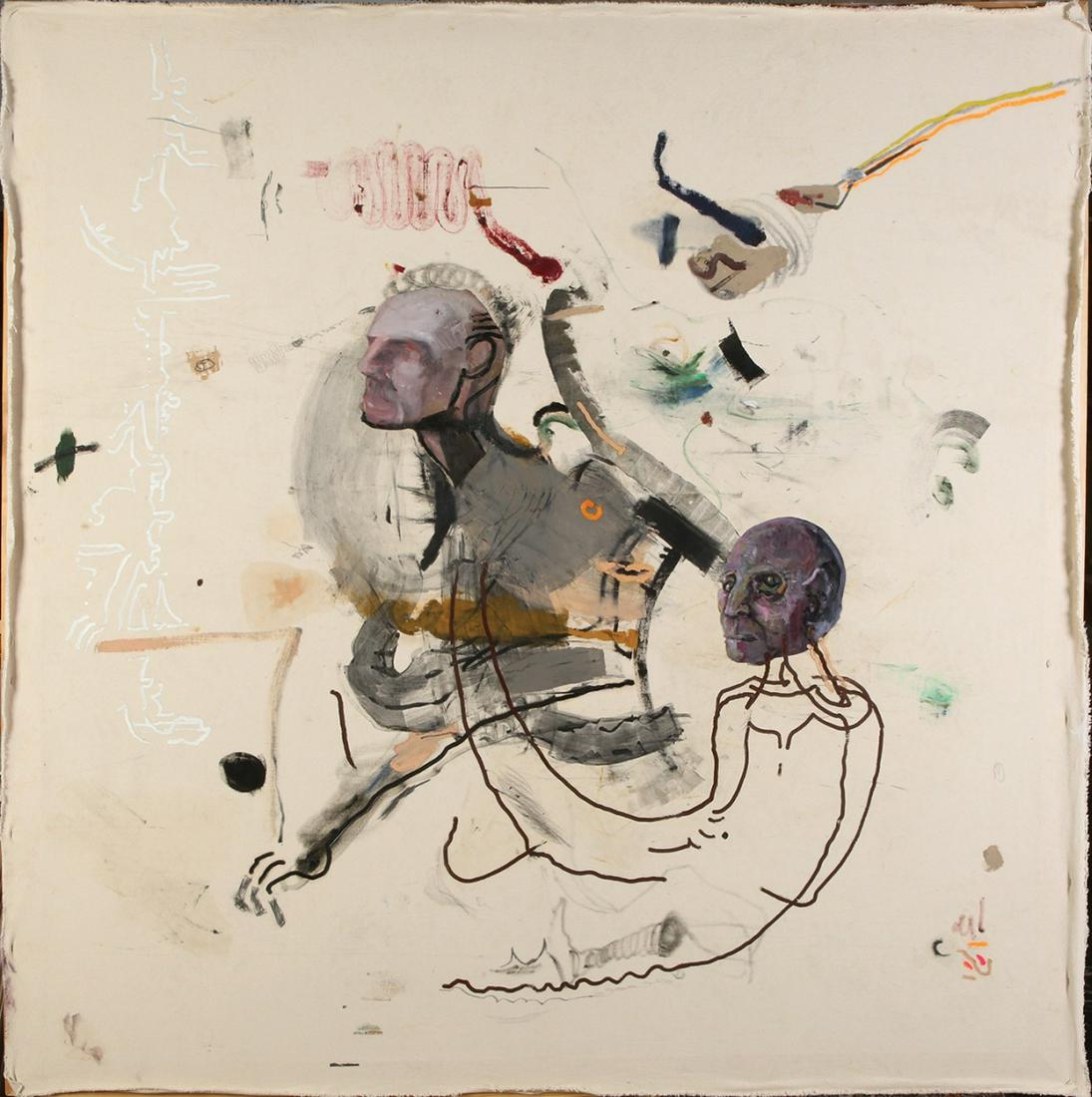 Amir Nave (Israeli): Untitled, 2015,Mixed media on canvas, 188X180 cm. Signed and dated on the reverse.
