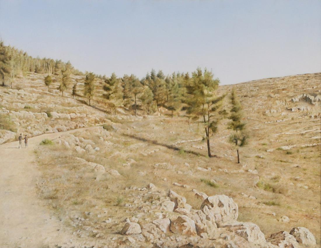 Natan Pernick (Israeli): Jerusalem Mountains Landscape, Oil on canvas, 65X85 cm.Signed.