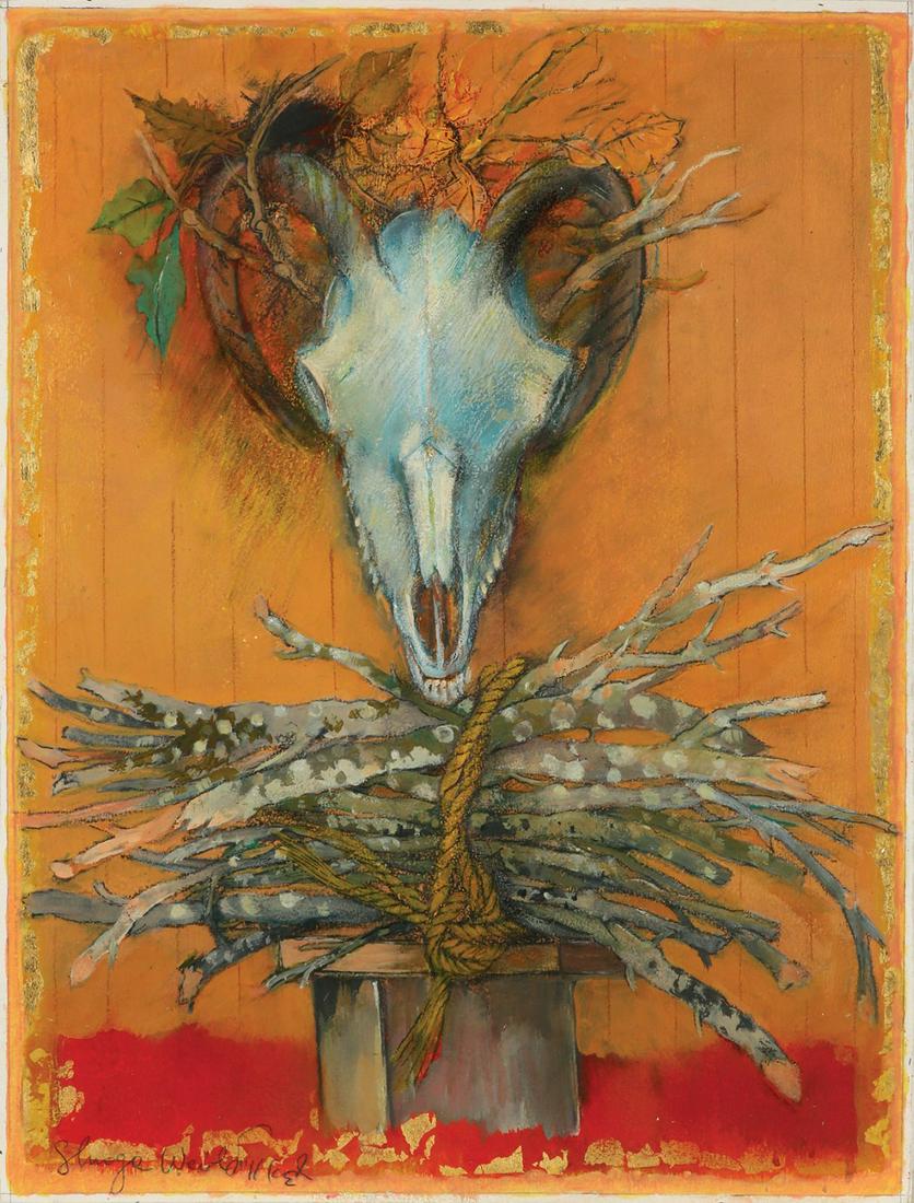 Shraga Weil (Israeli): Binding, Mixed media on cardboard, 61X45cm, Signed.