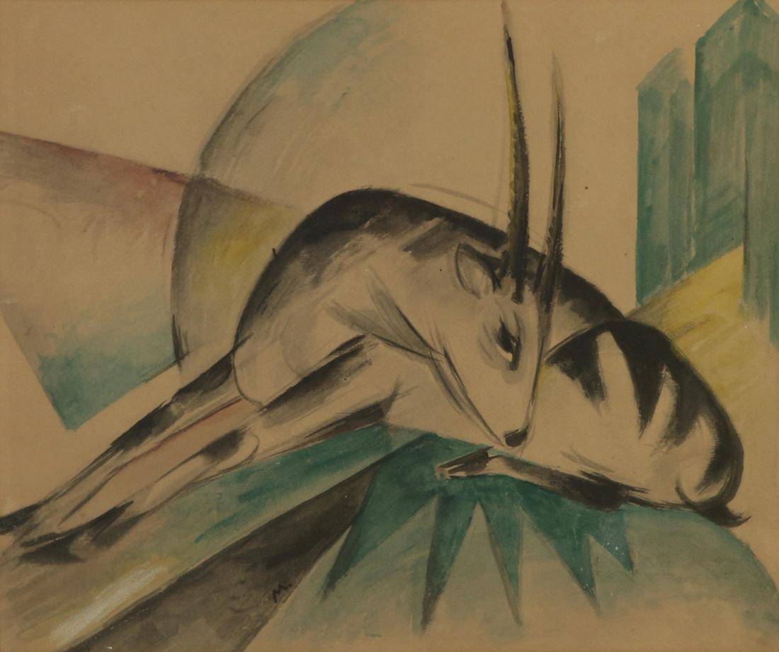 Franz Marc: Deer, Lithography, 36X45 cm. Signed M.