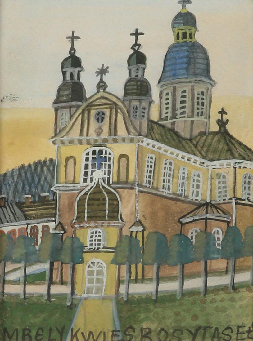 Nikifor Krynicki: Church, Watercolor on paper,20X14 cm.