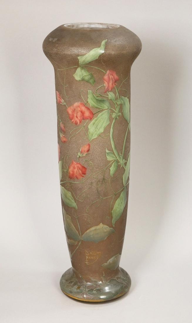 A DAUM NANCY CAMEO AND ENAMEL VASE: c. 1920. Marked 'Daum Nancy' with the cross of Lorraine. 50.5 cm high.Provenance: Estate of Shaul Eisenberg
