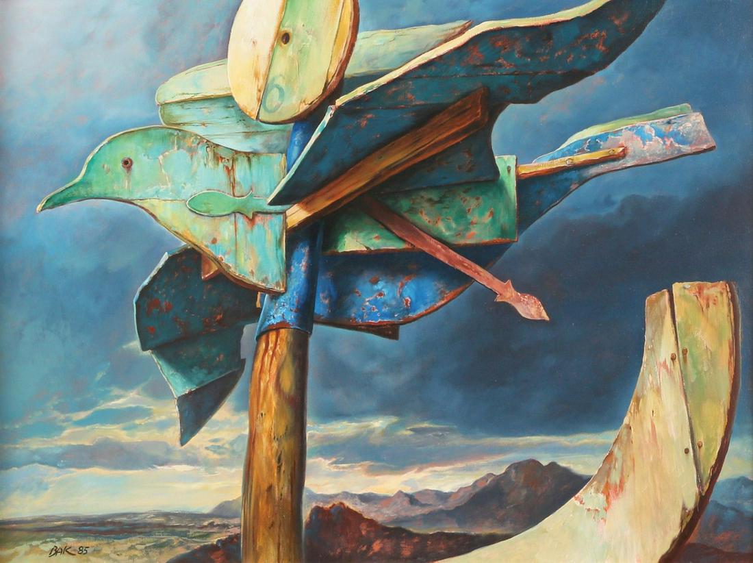 Samuel Bak: Once Upon a Time III, 1985Oil on canvas, 46X61 cm.Signed and dated. Titled on the reverse.