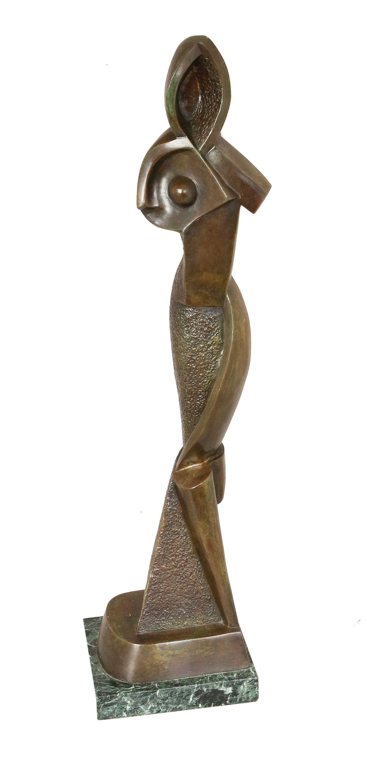 Attributed to Alexander Archipenko: Cubist Woman, 1914,Bronze, height: 71 cm.Signed, dated and titled Paris.