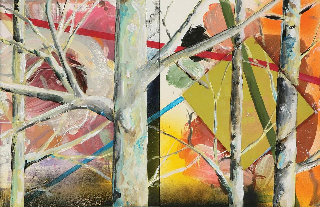 Elad Kopler: Untitled, 2013,Oil and collage wood on canvas, 30X46 cm,Signed and dated on the reverse.