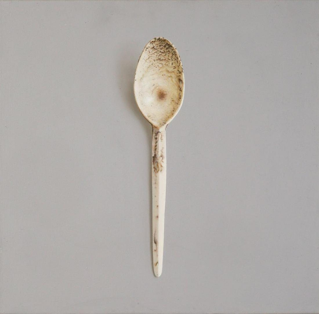 Natan Pernick: Teaspoon, 2014,Oil on canvas, 44X44 cm,Signed and dated on the reverse.