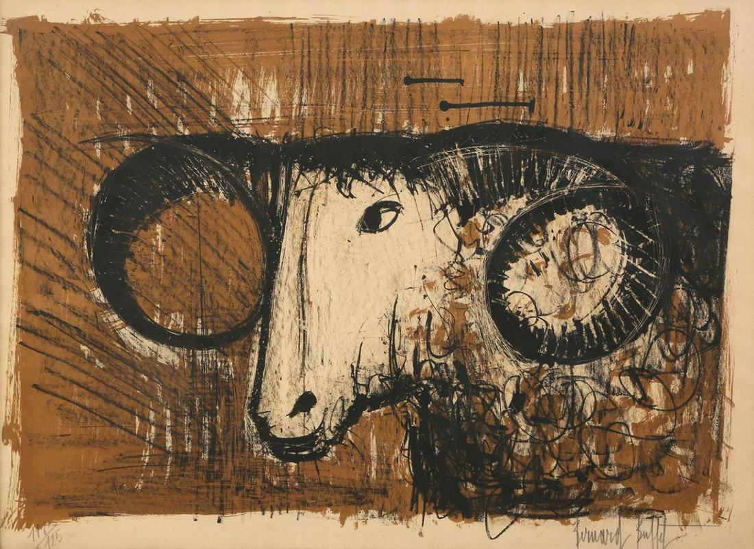 Bernard Buffet: The Belier, Lithograph, 54X70 cm, Signed and numbered 116/125.