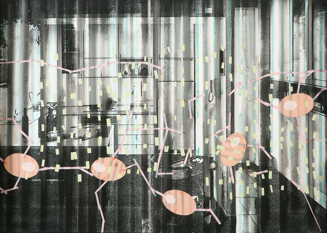 Yehudit Sasportas: Untitled, 1998,Mixed media and collage on paper,49X69 cm.Signed.