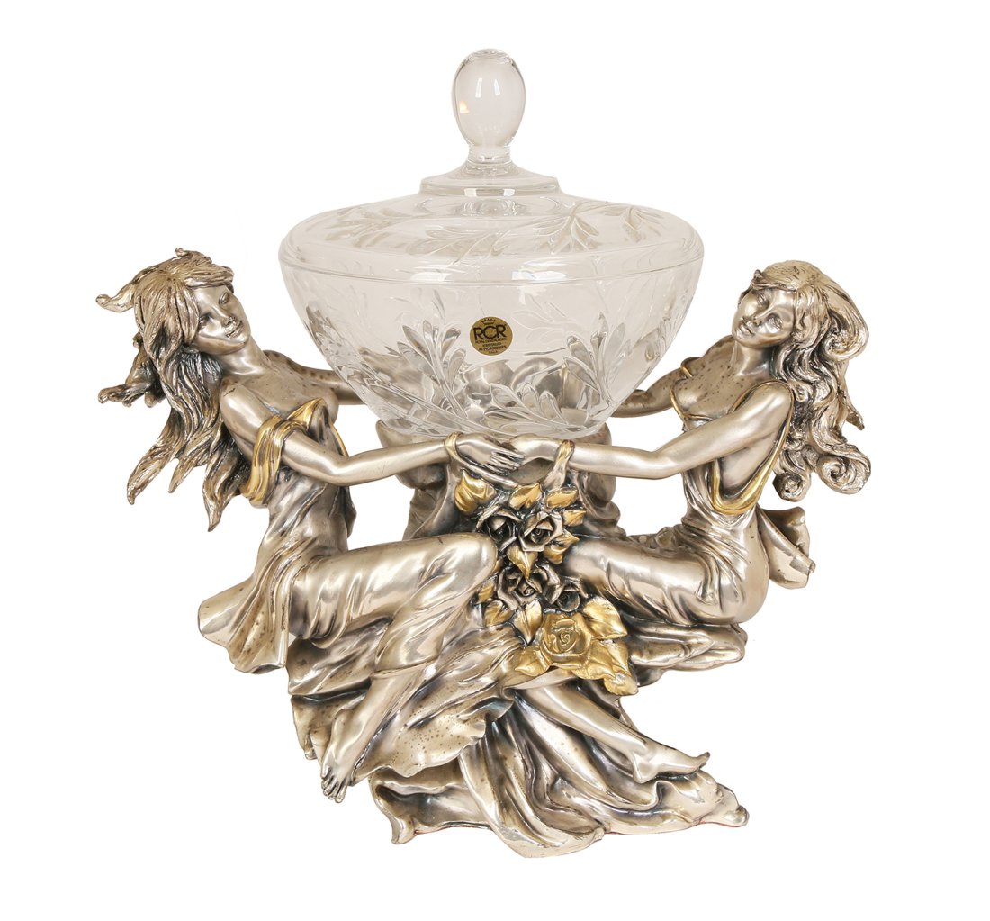 AN ITALIAN CRYSTAL AND SILVERPLATE CENTERPIECE (1 of 2)