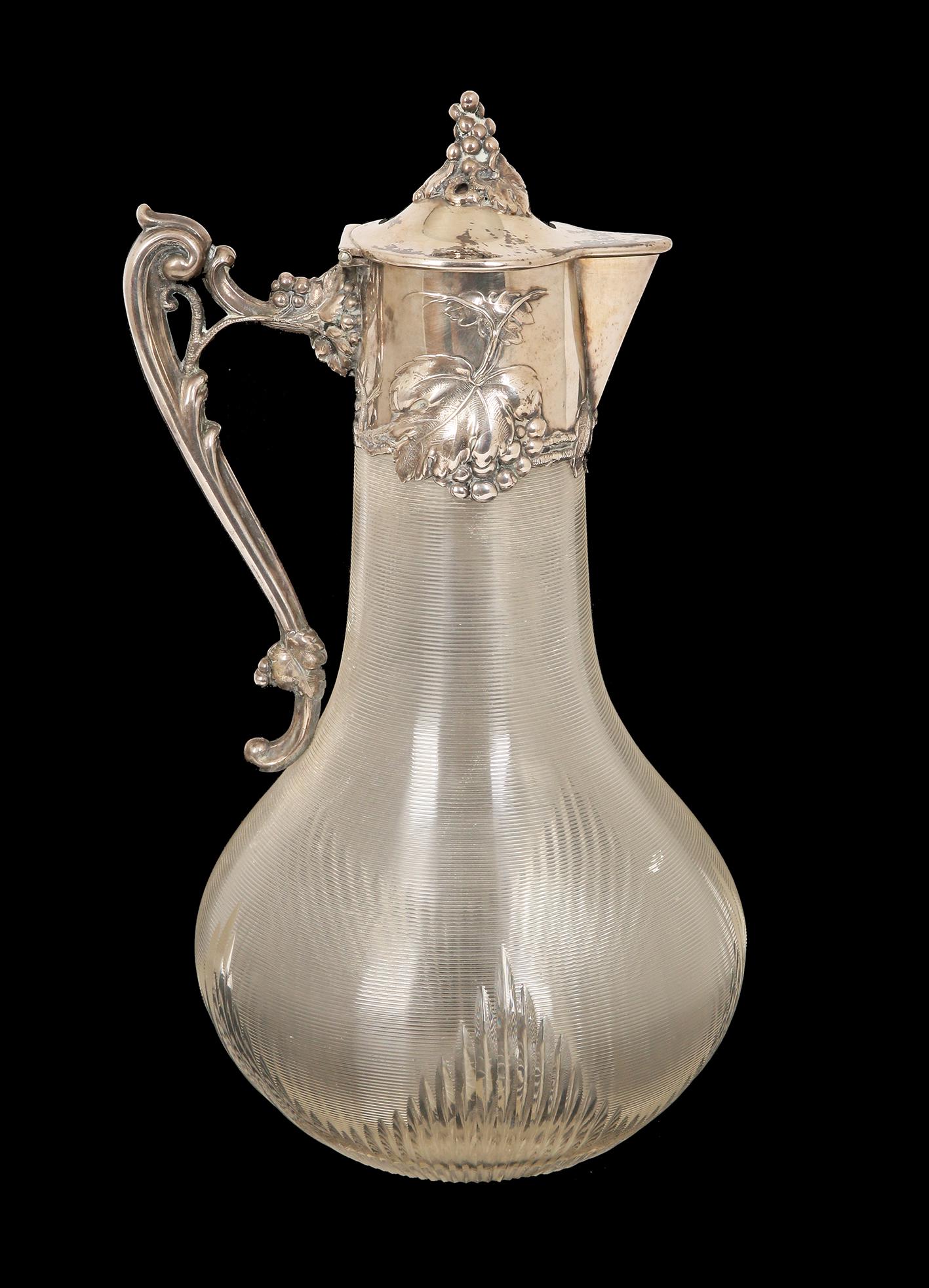 A GERMAN ART-NOUVEAU SILVER MOUNTED CRYSTAL DECANTER (1 of 1)