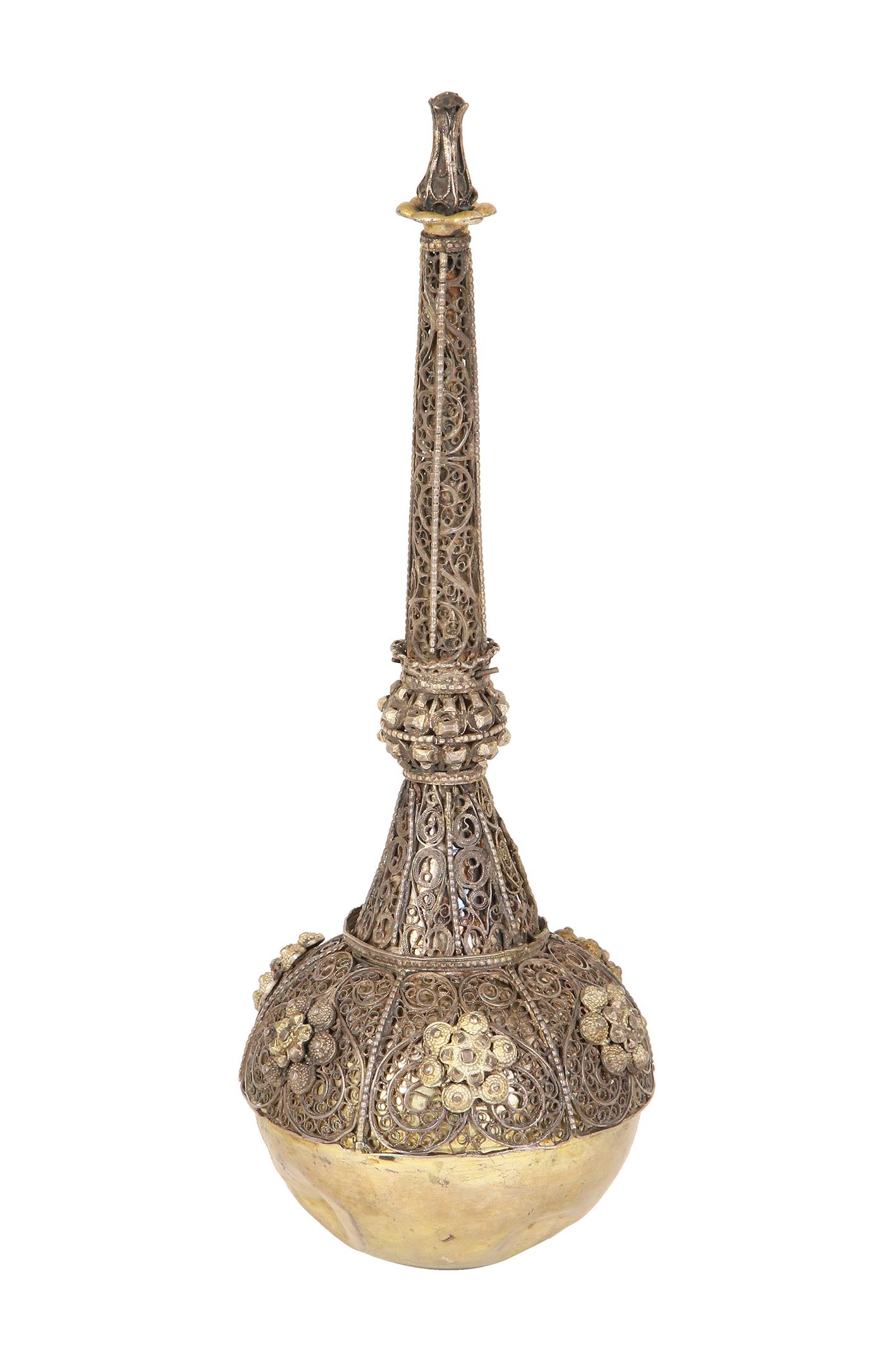 A PARCEL GILT SILVER AND FILIGREE ROSEWATER SPRINKLER/CONTAINER (1 of 1)