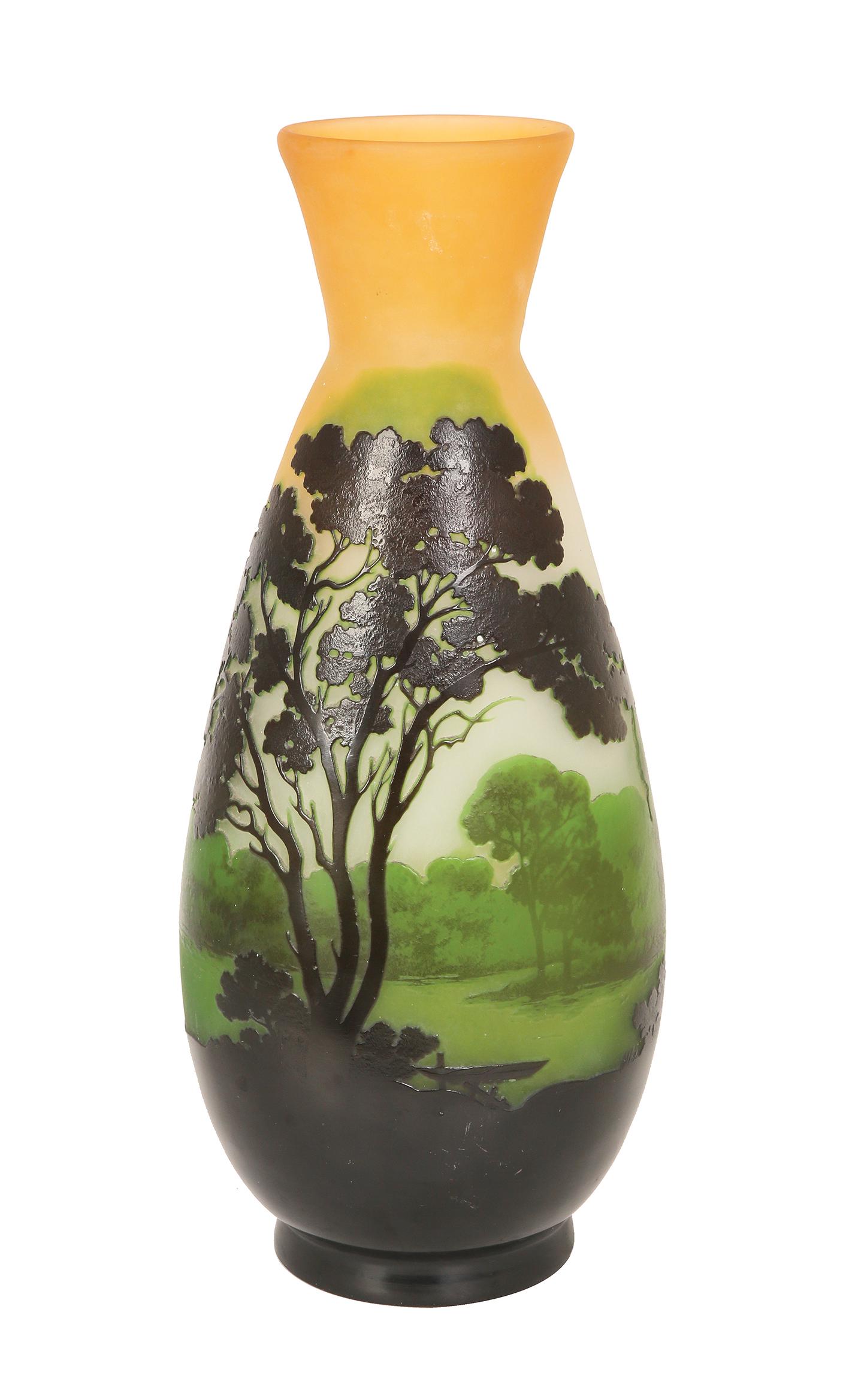 A MONUMENTAL GALLE CAMEO GLASS LANDSCAPE VASE (1 of 1)