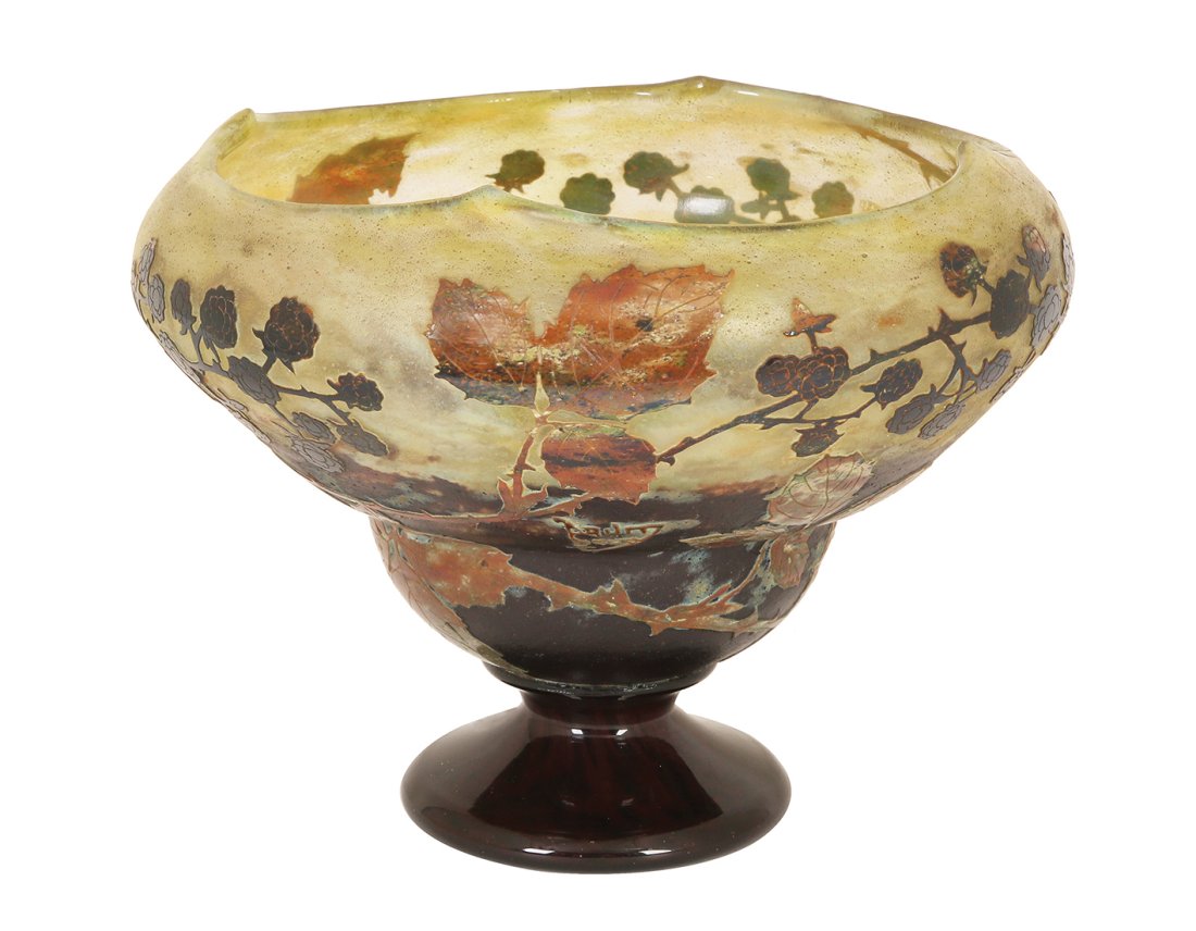 A DAUM CAMEO AND VITRIFIED GLASS FOOTED BOWL (1 of 2)