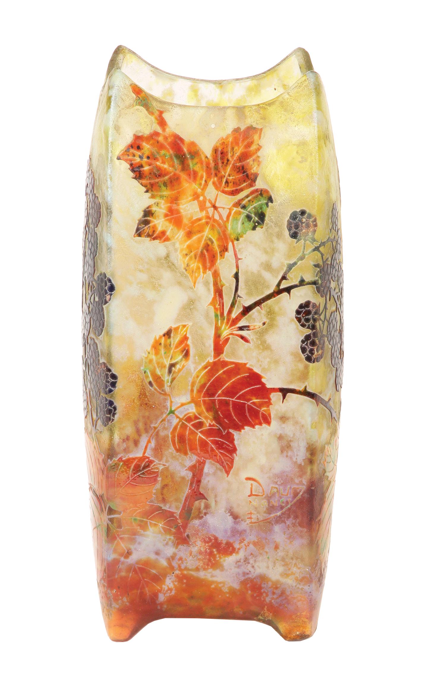 A DAUM VITRIFIED CAMEO AND WHEEL CARVED GLASS VASE (1 of 1)