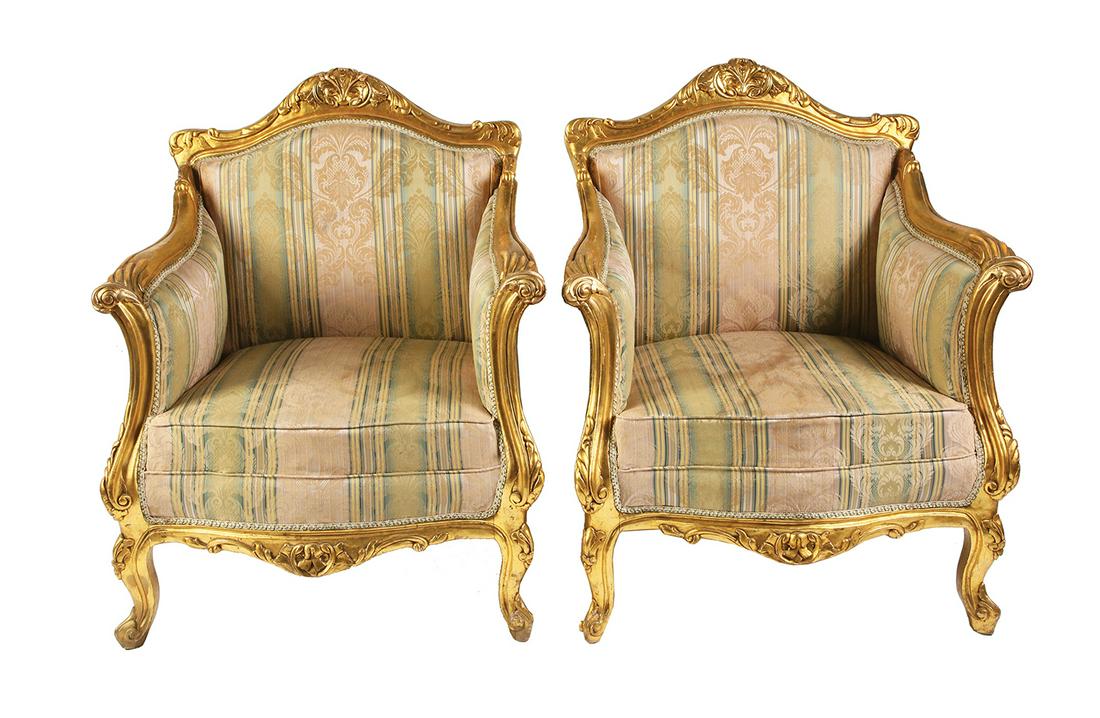 A PAIR OF IMPRESSIVE FRENCH STYLE ARMCHAIRS (1 of 1)
