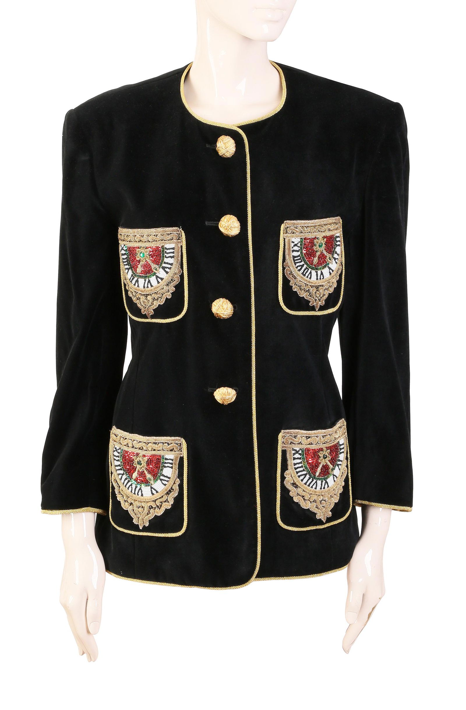 AN ESCADA JACKET: 4 Ornamented pockets. Size 40.
