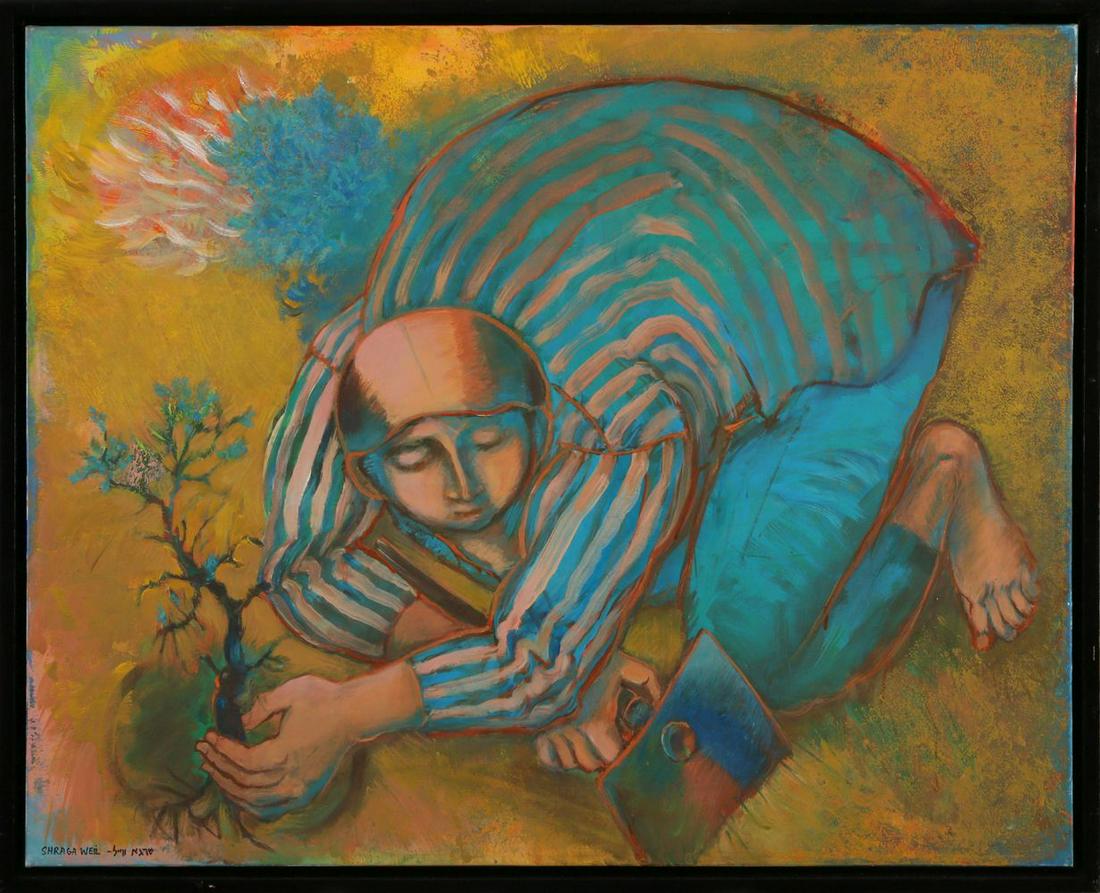 Shraga Weil: The Planter,Acrylic on canvas, 65X81 cm.Signed.