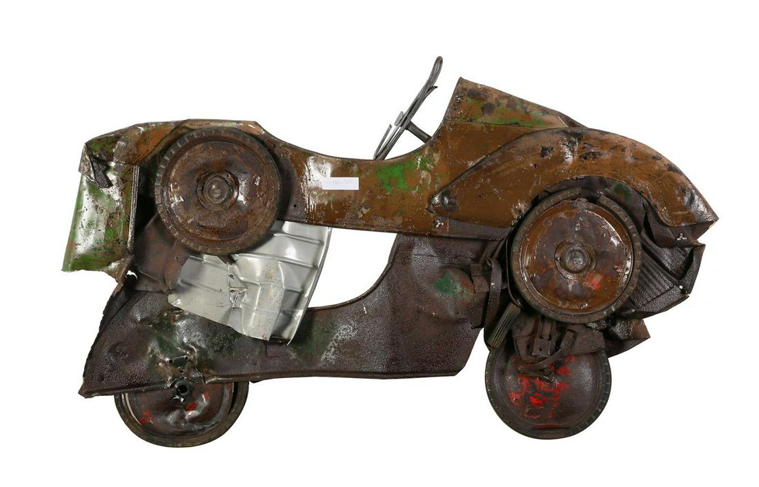 Ron Arad: Crushed Car,Metal, wood and rubber, 73x120x5 cm.Accompanied by a certificate ofauthenticity signed by the artist
