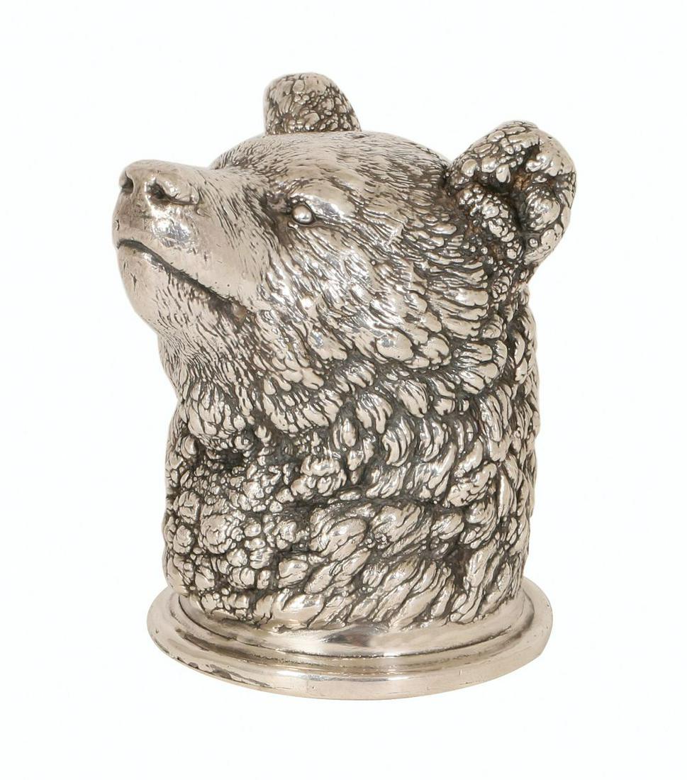 A SILVER STIRRUP CUP IN THE FORM (1 of 2)