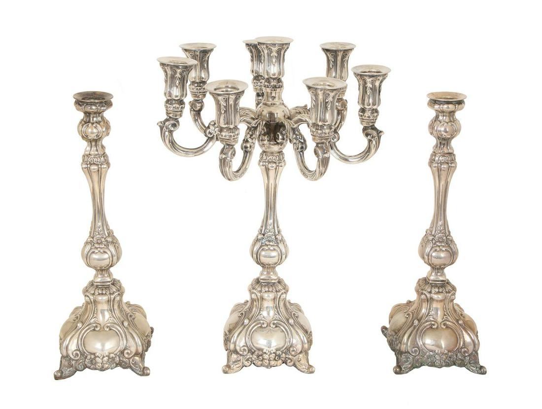 A THREE PART STERLING SILVER CENTERPIECE (1 of 1)