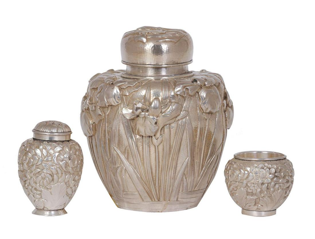 A LOT OF THREE JAPANESE SILVER ITEMS (1 of 1)