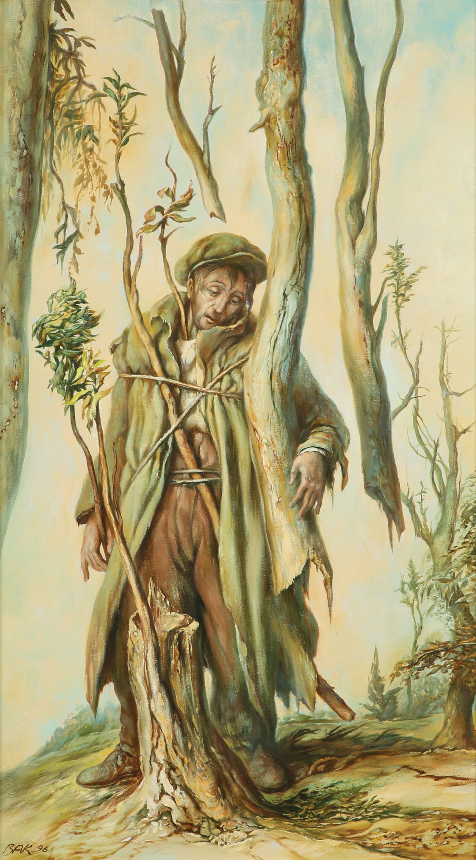 Samuel Bak: Remembrance, 1996, Oil on canvas, 76x41 cm. Signed and dated. Signed on the reverse.