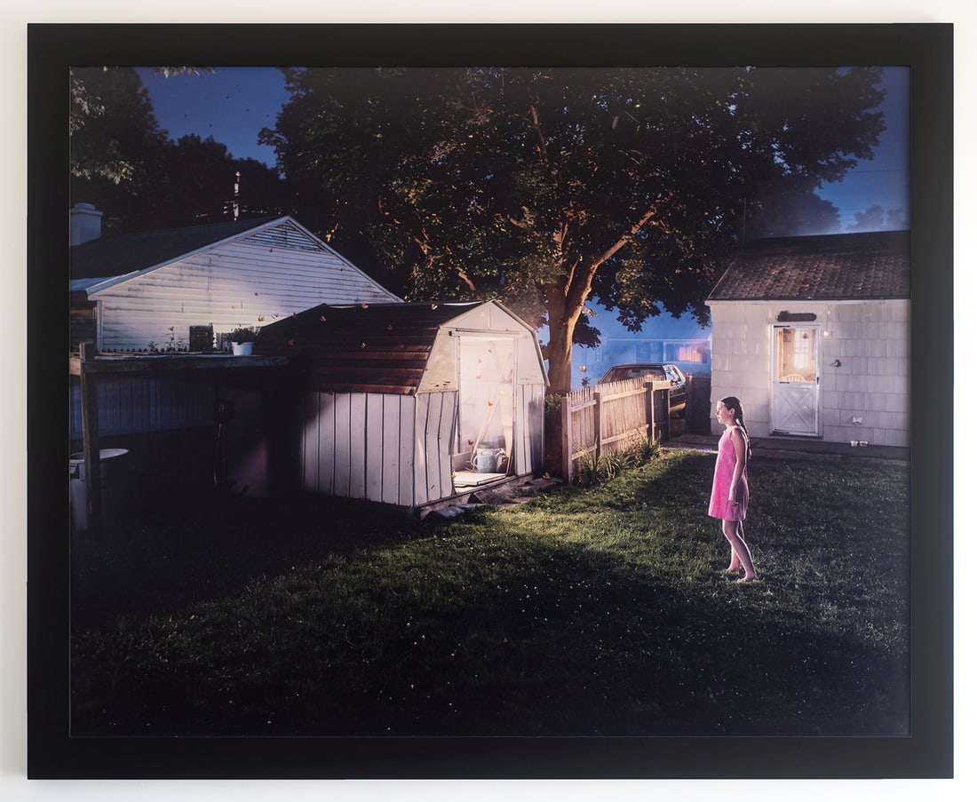 Gregory Crewdson: Untitled (Butterflies and Shed), 2001-2002 C print, 122x152 cm. Signed, dated and numbered 9/10 on the reverse on the artist's sticker.