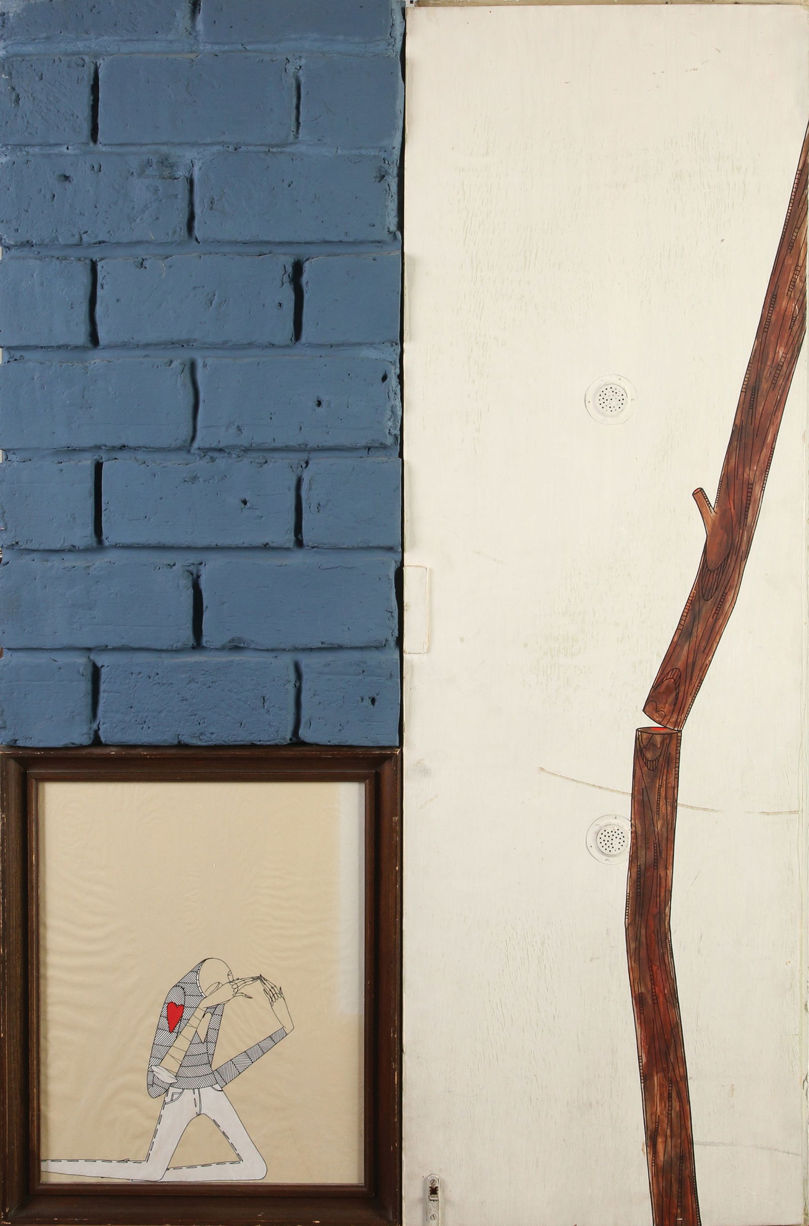 Know Hope: Unsheltered (The Crushing Parallels), 2013, Mixed media on paper and wood, 139X89 cm. Signed and dated on the reverse.