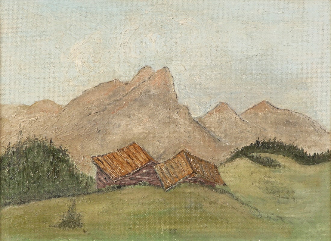 Attributed to Ferdinand Hodler 1853 - 1918: Landscape, Oil on cardboard, 30x40 cm. Not Siged.
