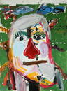 Joint work Red Nosed Man, 2021, Oil on paper, 100x70 cm. Signed and dated.
