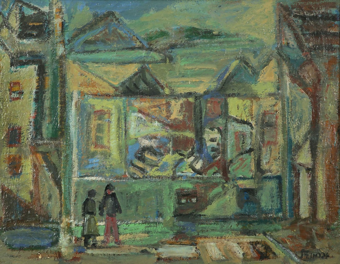 Pinchas Abramovich: Tel Aviv, 1935, Oil on canvas, 50x65 cm. Signed and dated.